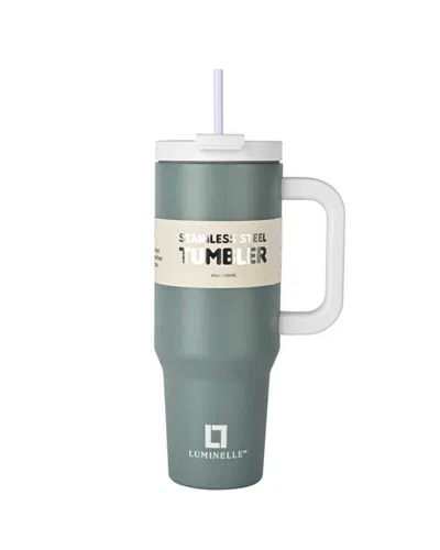 Luminelle 40oz Stainless Steel Leak-proof Tumbler With Straw In Green