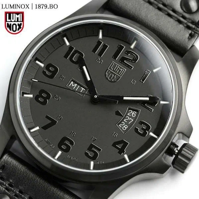 Pre-owned Luminox 1879.bo Blackout Field Black Leather Strap Men's Watch Free Shipping
