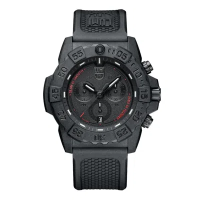 Pre-owned Luminox 45mm Navy Seal Chronograph Men's Black Out Rubber Watch Xs.3581.sis