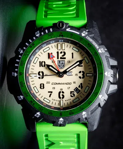 Pre-owned Luminox Commando Gmt Raider Military Sapphire Beige Green Band Watch Xl.3337