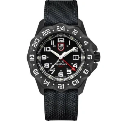 Pre-owned Luminox F-117 Nighthawk Men's Watch Gmt Rotating Bezel Black Case Strap 6441
