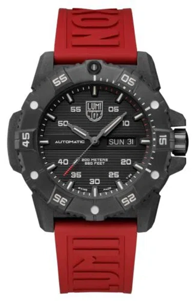 Pre-owned Luminox Master Carbon Seal Automatic Carbonox Red Rubber Diver Men Watch Xs.3875