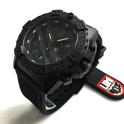 Pre-owned Luminox Men's  Navy Seal Blackout Chronograph Diver's 45mm Watch 3581.bo
