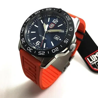 Pre-owned Luminox Men's  Pacific Diver Blue Dial Orange Band 200 M Wr Dive Watch 3123.rf