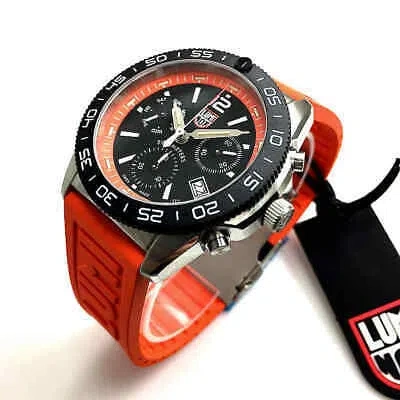 Pre-owned Luminox Men's  Pacific Diver Chronograph Orange Strap Swiss Watch 3149