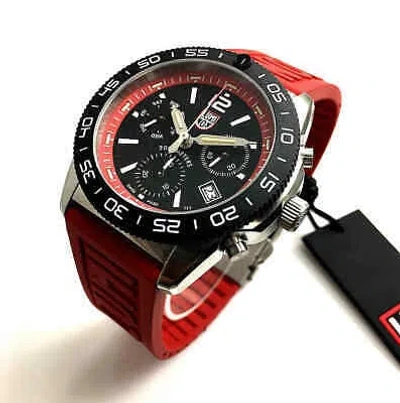 Pre-owned Luminox Men's  Pacific Diver Chronograph Red Strap Swiss Watch 3155