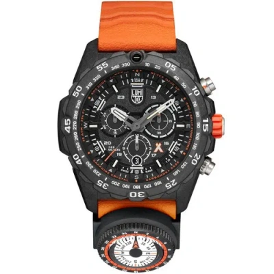 Pre-owned Luminox Men's Watch Bear Grylls Quartz Chronograph Orange Rubber Strap 3749