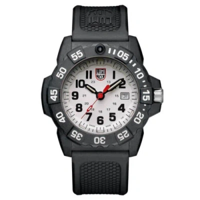 Pre-owned Luminox Men's Watch Navy Seal 3500 Series Quartz Dive White Dial Strap 3507