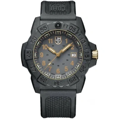 Pre-owned Luminox Men's Watch Navy Seal Quartz Black Steel Case Rubber Strap 3508.gold
