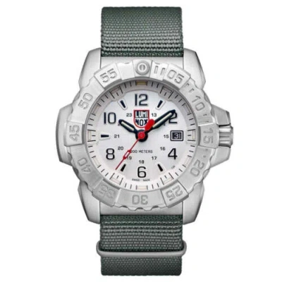 Pre-owned Luminox Men's Watch Navy Seal Steel 3250 Series White Dial Grey Nylon Strap 3257