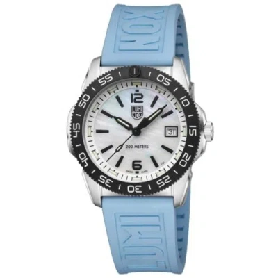 Pre-owned Luminox Men's Watch Pacific Diver Ripple Quartz Coastal Blue Rubber Strap 3124.m