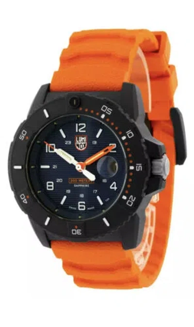 Pre-owned Luminox Navy Seal 45mm Blue Dial Orange Strap Men's Watch Xs.3603