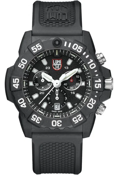Pre-owned Luminox Navy Seal Chronograph Black Dial Silicone Strap Men's Watch Xs.3581