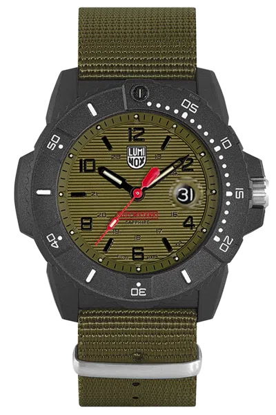Pre-owned Luminox Navy Seals Xs.3617.set Green Dial Sapphire Crystal Nylon 200m Mens Watch