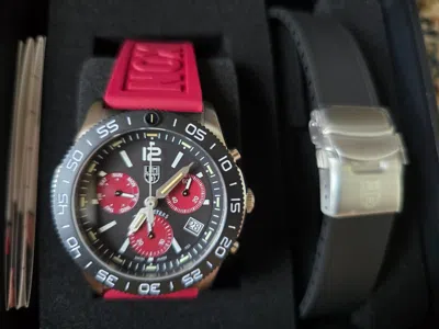 Pre-owned Luminox Pacific Diver Bonus Strap Black Sapphire Xs.3155.1.set Men's Watch