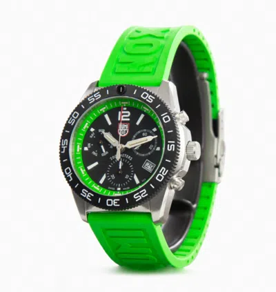 Pre-owned Luminox Pacific Diver Green Sapphire Xs.3157.nf Black Chronograph Men's Watch