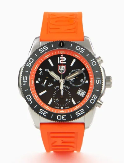 Pre-owned Luminox Pacific Diver Orange Sapphire Black Dial Chronograph Men's Watch Xs.3149