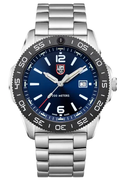 Pre-owned Luminox Pacific Diver Xs.3123 Blue Dial Stainless Steel 200m Quartz Men's Watch