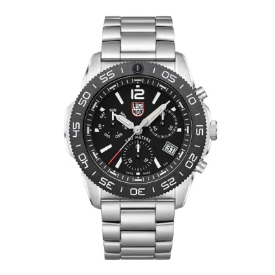 Pre-owned Luminox Pacific Diver Xs.3142 Chrono Black Dial 44mm Steel Quartz Men's Watch