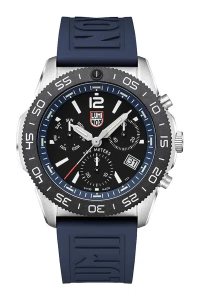 Pre-owned Luminox Pacific Diver Xs.3143 Chrono 44mm Blue Rubber Steel Quartz Men's Watch