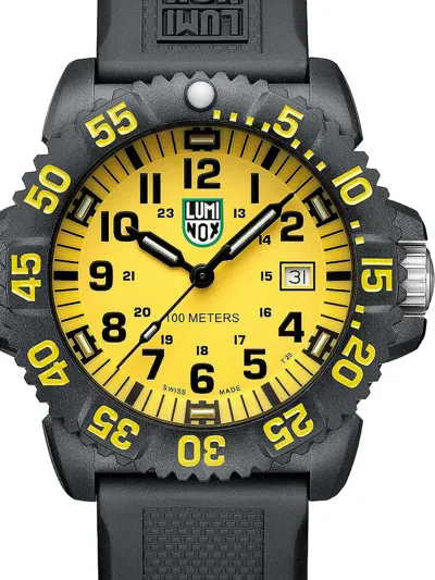 Pre-owned Luminox Sea Lion Date Indicator X2.2055.1 Men's Military Yellow Dial Watch