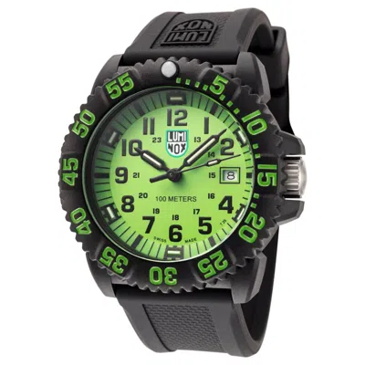 Pre-owned Luminox Sea Lion X2.2067.1 Carbonox Men's 100m Black / Green Dial 44mm Watch