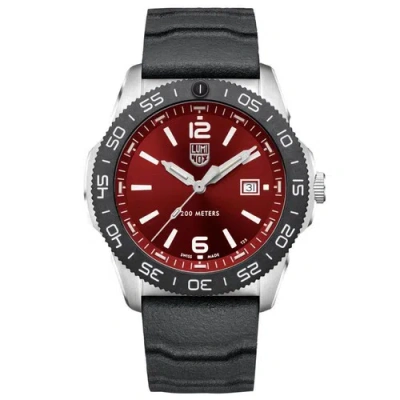 Pre-owned Luminox Sea Pacific Diver Men's Watch Crimson Red Dial Black Rubber Strap 3135