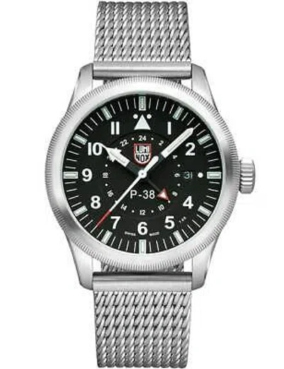 Pre-owned Luminox Xa.9522 Mens Watch P-38 Air Pilot Gmt 42mm 100m