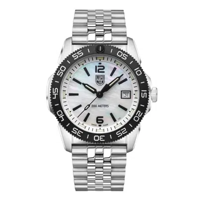 Pre-owned Luminox Xs.3126m Pacific Diver S.steel White Mother Of Pearl Dial 39mm Watch