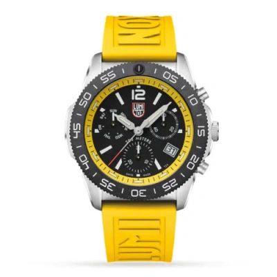 Pre-owned Luminox Xs.3145 Acific Diver Chronograph 44mm Yellow Rubber Strap Diver Watch