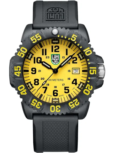 Pre-owned Luminox Yellow Dial Sea Lion Date Window Men's Military Watch X2.2055.1