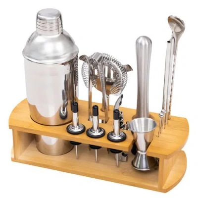 Luminuxe Cocktail Shaker Set Bartender Kit With Stand, 16-piece Barware Mixing Tools, Stainless Stee In Silver