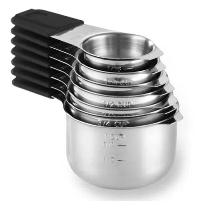 Luminuxe Magnetic Measuring Cups Stainless Steel Nesting Set In Black