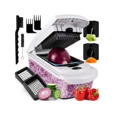 Luminuxe Multipurpose Vegetable Chopper Spiralizer Manual Food Slicer In White