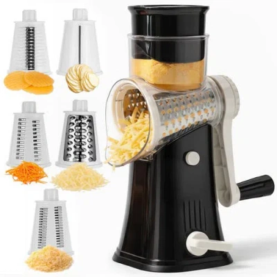 Luminuxe Rotary Cheese Grater Manual Shredder With Suction Base In Black