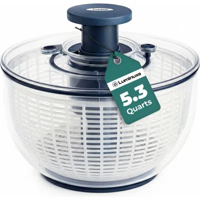 Luminuxe Salad Spinner With Built In Drain 5.3 Quart In Transparent