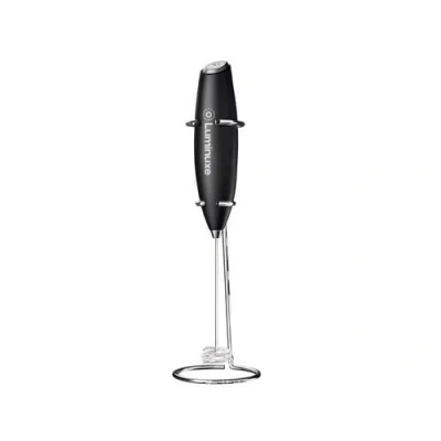 Luminuxe Stainless Steel Handheld Cordless Milk Frother With Stand In Black