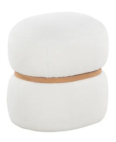 Lumisource 13.5" Fabric Cinch Contemporary Pouf Ottoman In White