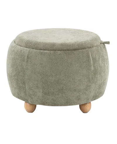 Lumisource 14.75" Fabric Tray Pouf Contemporary Storage Ottoman In Gray