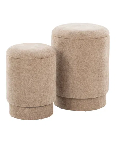 Lumisource 2-pc. Fabric Marla Upholstered Contemporary Ottoman Set In Brown