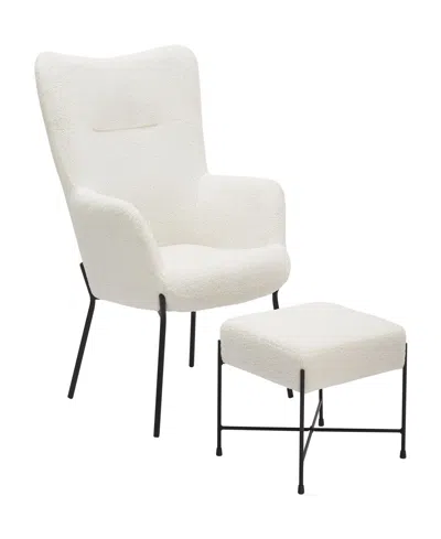 Lumisource 2-pc. Metal Izzy Industrial Lounge Chair And Ottoman Set In White