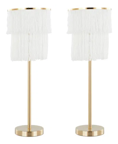 Lumisource 25" Metal Fringe Contemporary Buffet Lamp, Set Of 2 In Multi