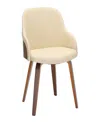 Lumisource 31" Wood Bacci Mid-century Modern Dining Accent Chair In Cream