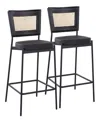 Lumisource 36" Metal And Rattan Tania Contemporary Counter Stool, Set Of 2 In Rattan