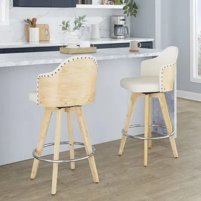 Lumisource Ahoy 26" Fixed-height Counter Stool - Set Of 2 In Cream,natural