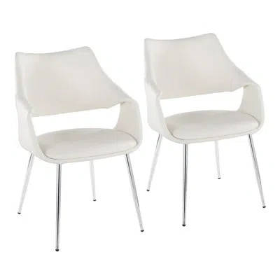 Lumisource Arshad High Back Chair With Tapered Metal Legs - Set Of 2 In Chrome,white