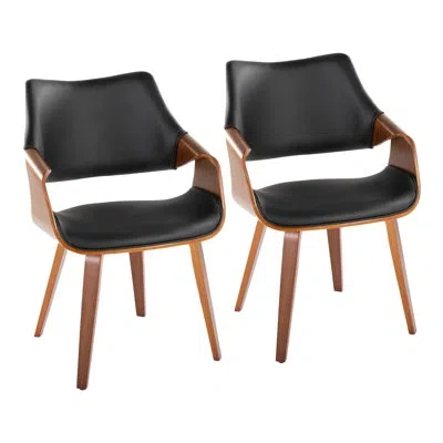 Lumisource Arshad Highback Chair With Bent Wood Legs - Set Of 2 In Walnut