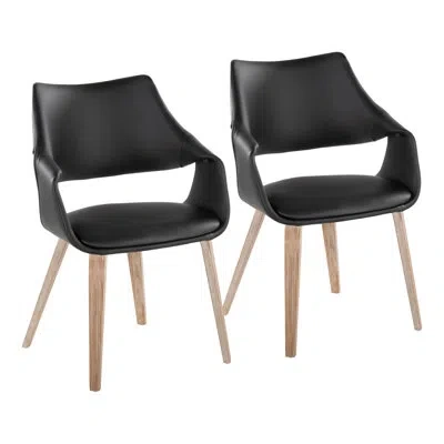 Lumisource Arshad Highback Upholstered Chair With Bent Wood Legs - Set Of 2 In Black,whitewashed