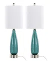Lumisource Bottega 22" Glass Table Lamp, Set Of 2 In Sapphire Blue,white,silver