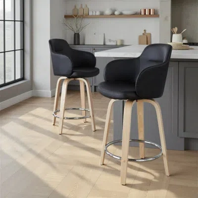 Lumisource Boyne 24" Counter Stool In Natural,chrome,black